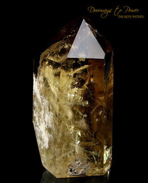 Citrine Quartz Point with Green Tourmaline Inclusions