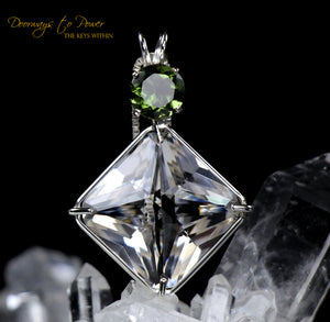 Clear Quartz Moldavite Magician Stone Pendant
