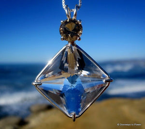 Clear Quartz Magician Stone Pendant with Citrine