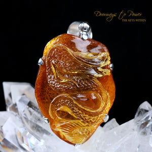 Colombian Amber Dragon Pendant 'Universal Manifestation'