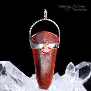 Crimson Cuprite & Padparadsha Sapphire Pendant