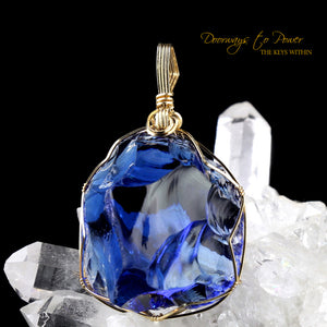 Elestial Starlight Sapphire Andara Pendant 14k Gold