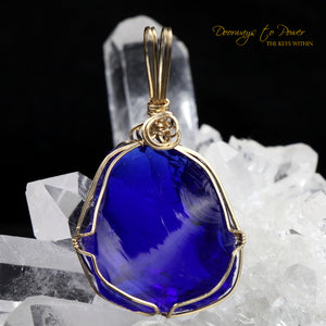 Elestial Starlight Sapphire Andara Pendant 14k Gold