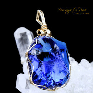 Elestial Starlight Sapphire Andara Pendant 14k Gold