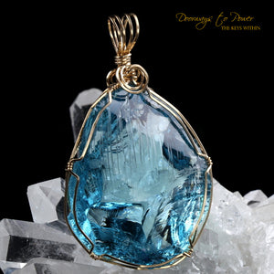Galactic Oceanic Blue Sirius Andara Crystal Pendant 14k