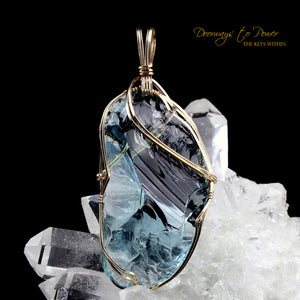 Galactic Oceanic Blue Sirius Andara Crystal Pendant 14k
