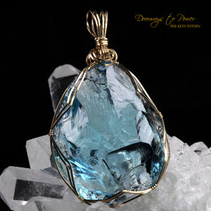 Galactic Oceanic Blue Sirius Andara Crystal Pendant 14k