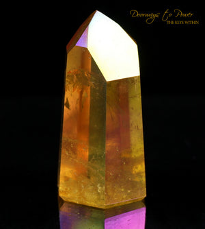 Golden Aura Lemurian Quartz Crystal Point & Temple Heart Dow