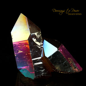 Golden Aura Lemurian Quartz Twin Record Keeper Crystal