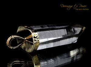 Golden Lemurian Light Language Crystal Pendant 22k