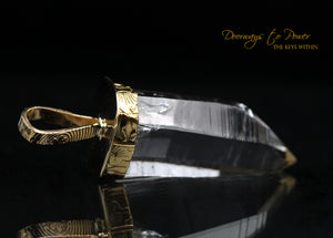 Golden Lemurian Portal Time Link Light Language Pendant 22k