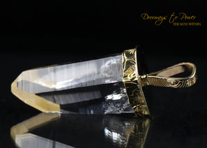 Golden Lemurian Portal Time Link Light Language Pendant 22k