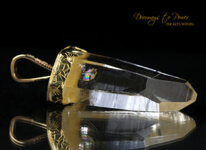 Golden Lemurian Portal Time Link Light Language Pendant 22k