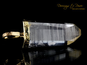 Golden Lemurian Light Language Crystal Pendant 22k