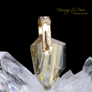 Golden Rutile Quartz Light Language Pendant 14k