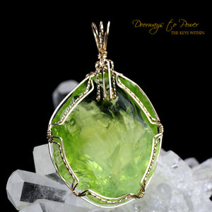 Green Martian ET Star Elder Andara Crystal Pendant 14k