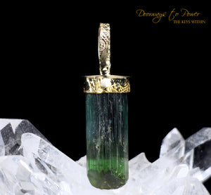 Green Tourmaline Light Language Crystal Pendant 22k