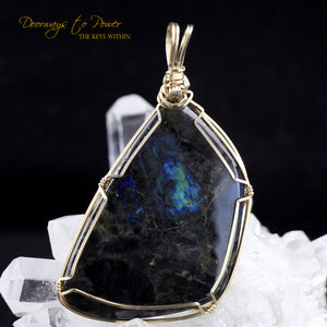 Labradorite Crystal Pendant 14k 'Inter Dimensional Magic'