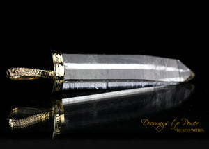Lemurian Crystal Pendant 22k Gold