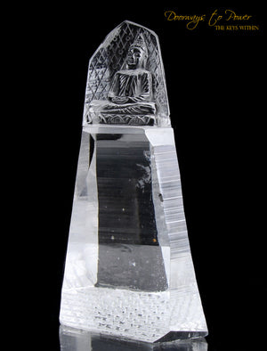 Lemurian Light Quartz Crystal Buddha Sculpture (hand carved)