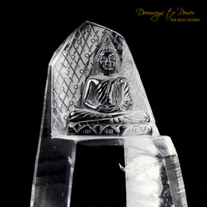 Lemurian Light Quartz Crystal Buddha Sculpture (hand carved)