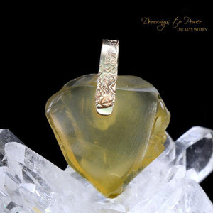 Libyan Desert Glass Light Language Pendant 14k Ultra Rare