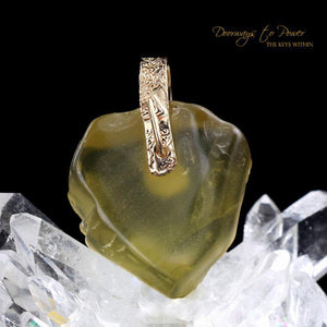 Libyan Desert Glass Light Language Pendant 14k Ultra Rare