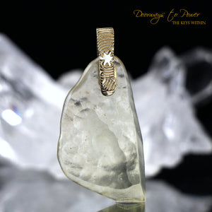 Libyan Desert Glass Light Language Pendant 14k