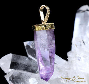 Amethyst Light Language Crystal Pendant