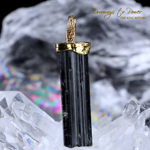 Black Tourmaline Light Language Pendant 22k 'Energetic Armor'