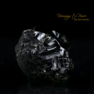 Moldavite Hand Carved Crystal Skull 'ALPHA' Leandro De Souza