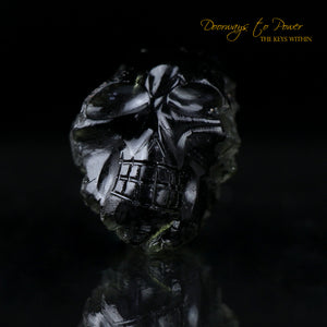 Moldavite Hand Carved Crystal Skull 'ALPHA' Leandro De Souza
