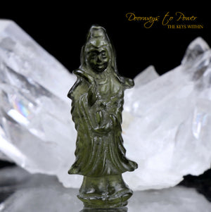 Moldavite Kwan Yin Crystal Carving