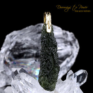 Classic Moldavite Light Language Pendant 14k Ultra Rare