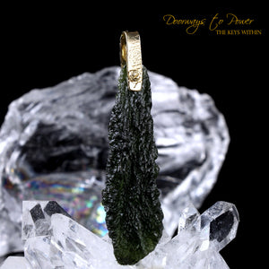 Classic Moldavite Light Language Pendant 14k Ultra Rare