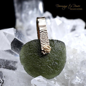 Moldavite Light Language Crystal Pendant 14k