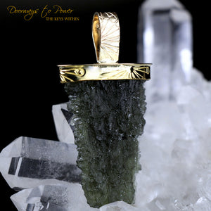 Moldavite Light Language Pendant 22k Ultra Rare