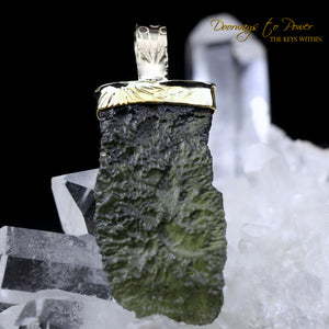 Moldavite Light Language Pendant 22k