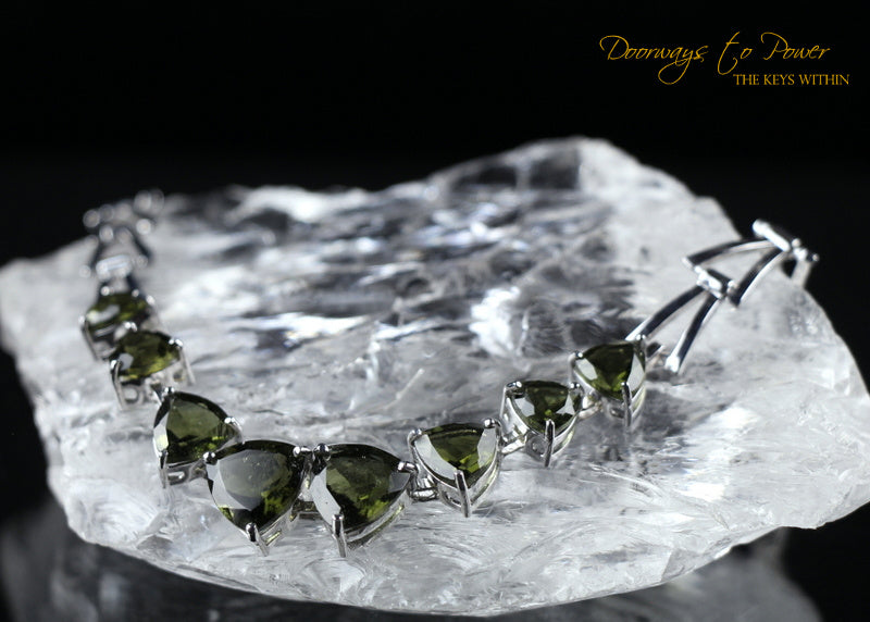 Moldavite Gemstone Crystal Bracelet Doorways to Power