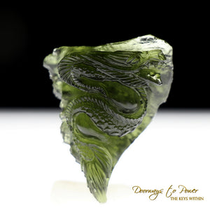 Moldavite Tektite Dragon Crystal Carving