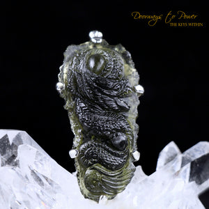 Moldavite Tektite Dragon Pendant Hand Carved