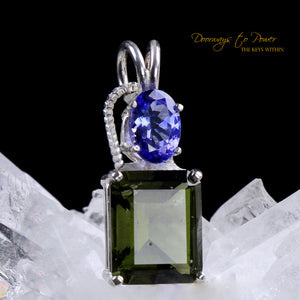 Moldavite & Tanzanite Crystal Pendant