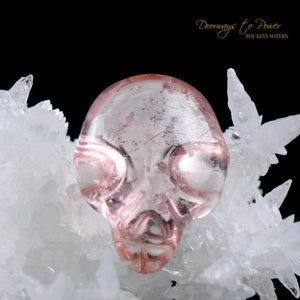 Leandro De Souza Morganite Hand Carved ET Crystal Skull Meditation Crystal