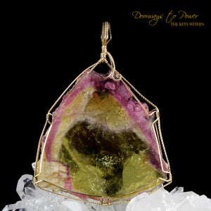 Pink & Yellow Multi Color Tourmaline Pendant 14k