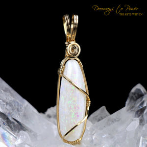 Mystical Opal Meditative Light Crystal Pendant 14k