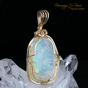 Mystical Opal Meditative Light Crystal Pendant 14k
