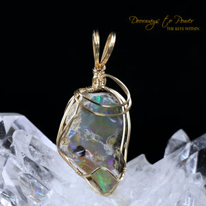 Mystical Opal Meditative Light Crystal Pendant 14k
