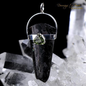 Nuummite Moldavite Pendant