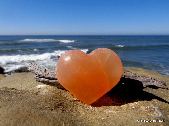 Selenite Crystal Heart Orange