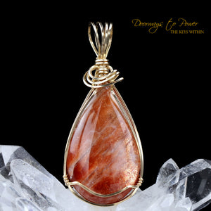 Rainbow Lattice Sunstone Crystal Pendant 14k